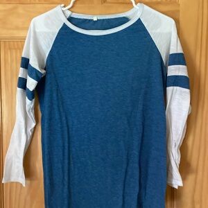3/4 Sleeve Blue and White shirt size small